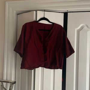 Handmade VTG iridescent cotton blend blouse with knot button closures